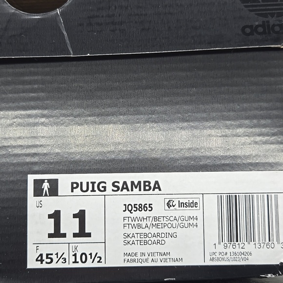adidas Puig Samba \'White Better Scarlet Gum\' Men\'s Skateboarding Shoes Size 11 main image 4
